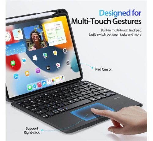 Dux Ducis DK iPad 4/5/6/iPad Pro 11 (2018/2020/2021/2022) kihajtható tok vezeték nélküli billentyűzettel, fekete