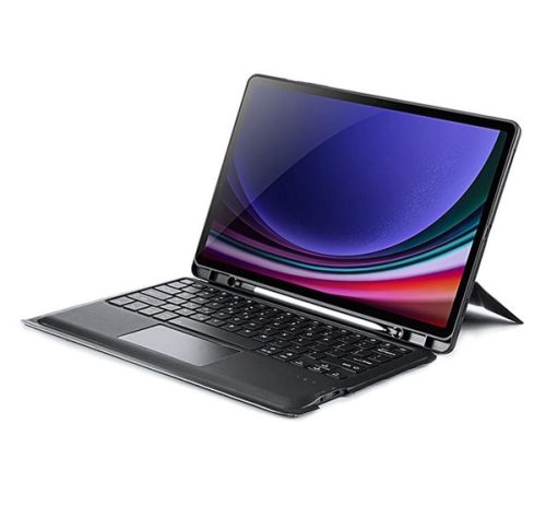 Dux Ducis DK Samsung Tab S10 Plus/S9 Plus/S9 FE Plus kihajtható tok vezeték nélküli billentyűzettel, háttérvilágítással, fekete