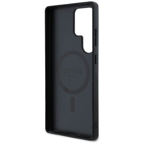 Guess Leather 4G Colored Ring Classic Logo MagSafe Samsung Galaxy S25 Ultra kemény hátlap tok, barna