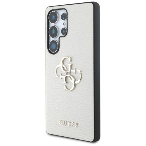 Guess Grained Big 4G Logo Small Classic Logo Samsung Galaxy S25 Ultra  kemény hátlap tok, bézs