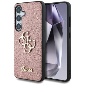   Guess Fixed Glitter Big 4G Metal Logo Samsung Galaxy S25 kemény hátlap tok, rózsaszín