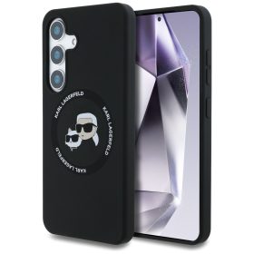   Karl Lagerfeld Silicone Double Heads And Circle Samsung Galaxy S25 MagSafe tok, fekete