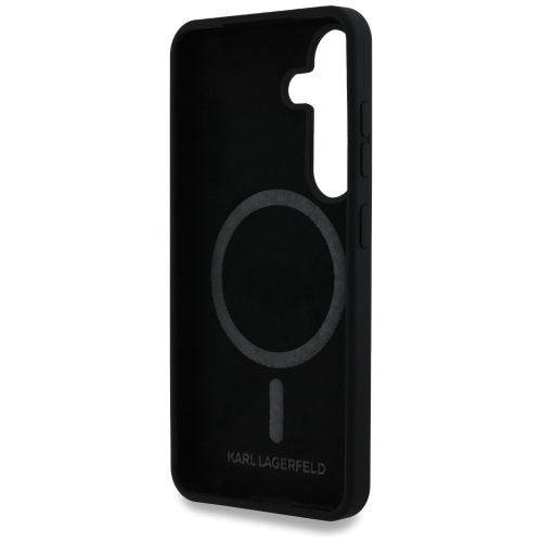 Karl Lagerfeld Silicone Double Heads And Circle Samsung Galaxy S25 MagSafe tok, fekete