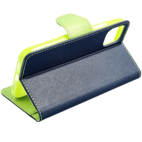 Fancy Motorola G55 5G mágneses flip tok, kék-lime