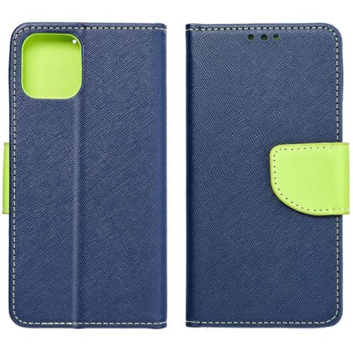 Fancy Motorola G55 5G mágneses flip tok, kék-lime