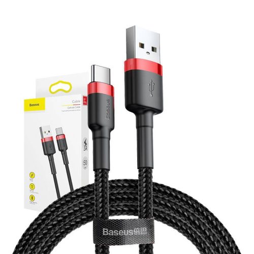 Baseus Cafule USB-USB-C kábel, 3A, 0,5 m, piros-fekete