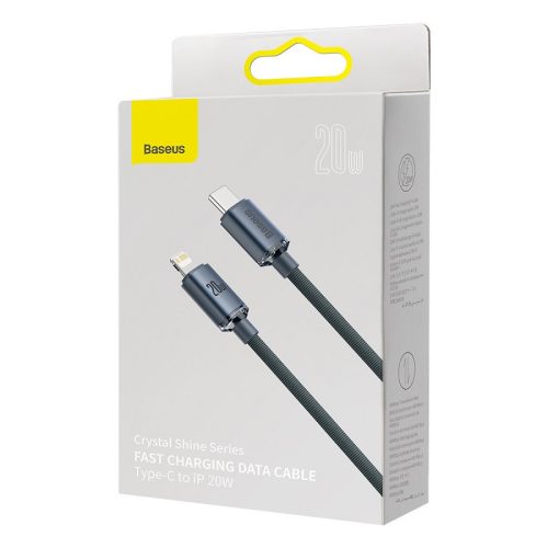 Baseus Crystal Shine USB-C-Lightning kábel, 20W, PD, 2m, fekete
