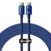 Baseus Crystal Shine USB-C-USB-C kábel, 100W, 2m, kék
