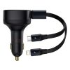 Baseus Enjoyment autós töltő USB-C + Lightning kábellel, 3A, 30W, fekete