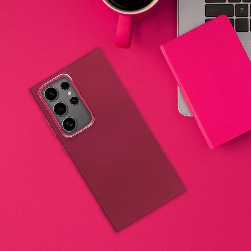 Frame Samsung Galaxy S25 Edge közepesen ütésálló tok kameravédő kerettel, magenta