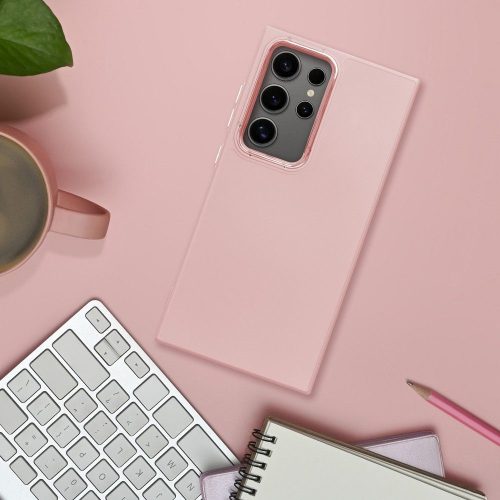 Frame Samsung Galaxy S25 Edge közepesen ütésálló tok kameravédő kerettel, rózsaszín