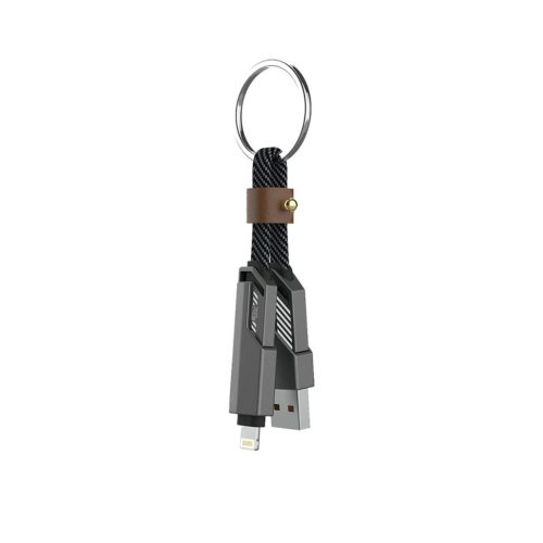4smarts ComboCord USB-C / USB-C / USB-A töltő és adatkábel, 240W, 1,5m, kulcstartó kábellel, szürke
