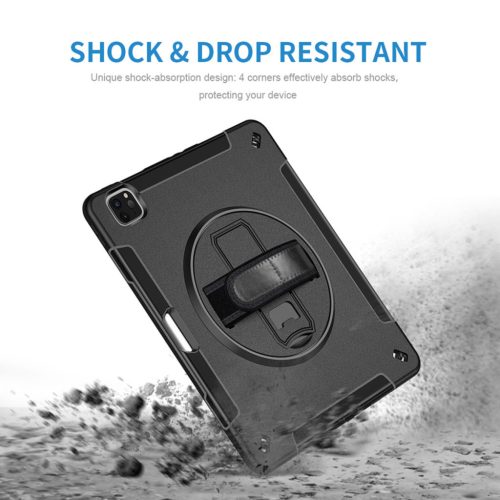 4smarts Rugged Samsung Galaxy Tab S9 FE / S9 / S8 / S7 közepesen ütésálló tok kitámasztóval, fekete