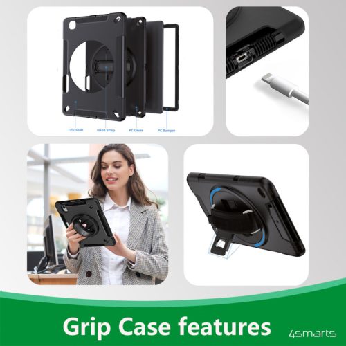 4smarts Rugged Apple iPad 10.9 2022 / iPad 11 2025 közepesen ütésálló tok kitámasztóval, fekete