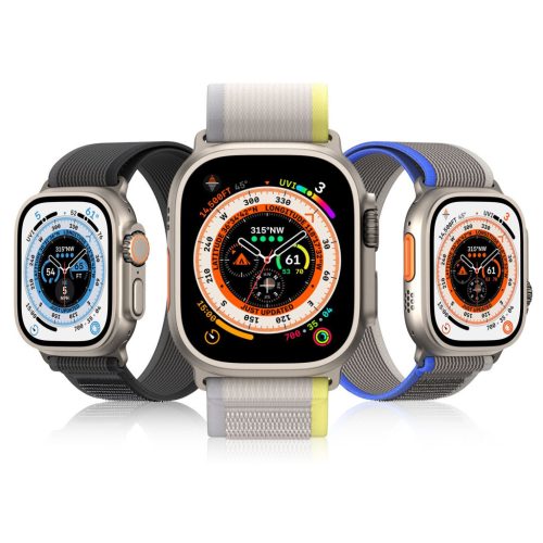 Dux Ducis YJ nylon Apple Watch 42/44/45/49mm szíj, kék-szürke