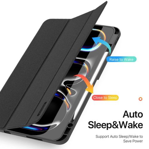 Dux Ducis Domo iPad Pro 13 (2024 / 2025) kihajtható tok pencil tartóval, fekete