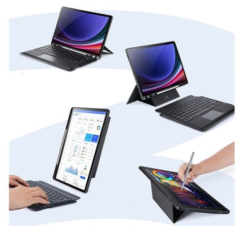 Dux Ducis DK Samsung Tab S9/ S9FE/ S10FE / S10 Lite kihajtható tok vezeték nélküli billentyűzettel, fekete