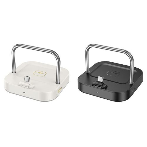 Hoco CQ16B 2in1 USB-C + vezeték nélküli asztali töltő, 5W, PD, QC, 3A, 30W, fekete