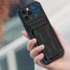 Apple iPhone 12 Pro, Műanyag hátlap védőtok szilikon belső, közepesen ütésálló, kitámasztóval, kártyatartóval, Wooze Transformer, fekete/zöld