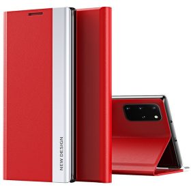   Samsung Galaxy A14 4G / A14 5G SM-A145F / A146B, Oldalra nyíló tok, stand, Wooze Silver Line, piros