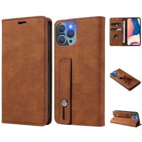  Samsung Galaxy A03s SM-A037F, Oldalra nyíló tok, stand, kártyatartóval, kézpánttal, Wooze Business Plus, barna