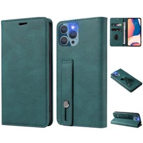   Samsung Galaxy A03s SM-A037F, Oldalra nyíló tok, stand, kártyatartóval, kézpánttal, Wooze Business Plus, zöld