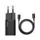 Baseus Super-Si gyorstöltő adapter USB-C / USB-C kábellel, 25W, fekete