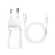 Baseus Super-Si gyorstöltő adapter USB-C / USB-C kábellel, 25W, fehér