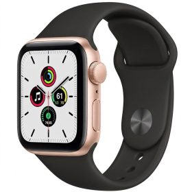   Bemutató készülék, Apple Watch SE (v2) okosóra, 40mm, Rozéarany alumínium, fekete szíj