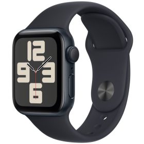   Bemutató készülék, Apple Watch SE (v2) okosóra, 44mm, Fekete alumínium, fekete szíj