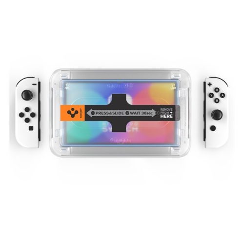 Spigen Glas.tR EZ Fit Nintendo Switch OLED tempered kijelzővédő fólia felhelyező kerettel (2db)