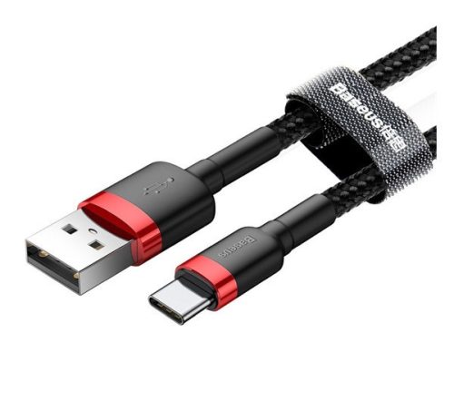 Baseus Cafule USB / USB-C gyorstöltő töltő- és adatkábel, 1m, piros-fekete