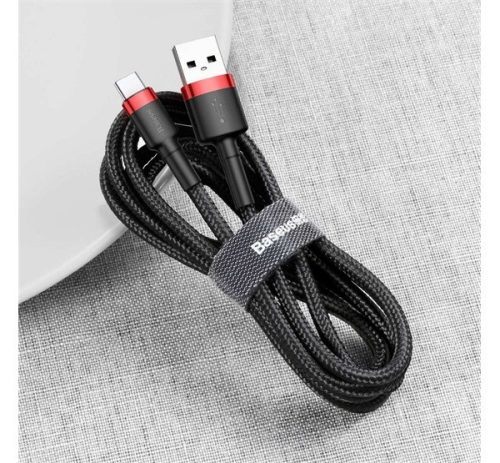 Baseus Cafule USB / USB-C gyorstöltő töltő- és adatkábel, 1m, piros-fekete