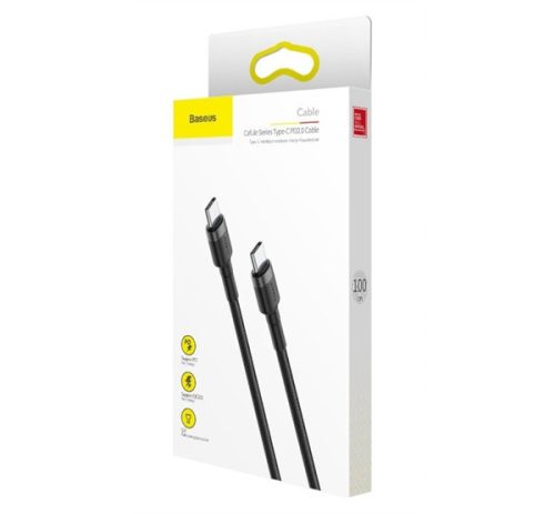 Baseus Cafule USB-C / USB-C gyorstöltő töltő- és adatkábel, 1m, szürke-fekete