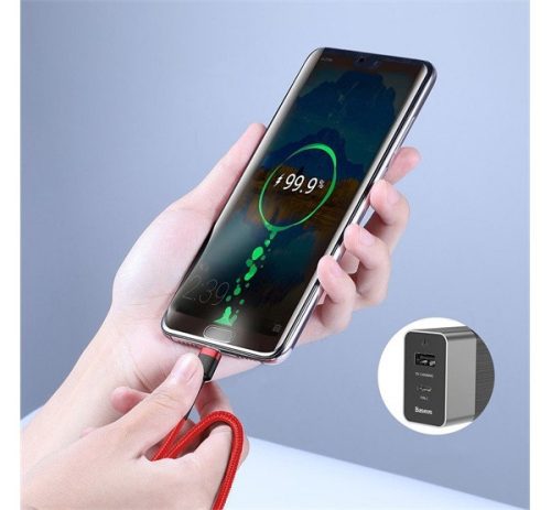 Baseus Cafule USB-C gyorstöltő töltő- és adatkábel, 2m, szürke-fekete