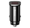Baseus Square autós szivargyújtó gyorstöltő, 2xUSB, 30W, fekete