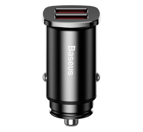 Baseus Square autós szivargyújtó gyorstöltő, 2xUSB, 30W, fekete