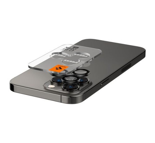 Spigen Glas.tR EZ Fit Optik Pro Apple iPhone 14 Pro / 14 Pro Max / 15 Pro / 15 Pro Max / 16 Pro / 16 Pro Max / 17 Pro / 17 Pro Max, Tempered kameralencse-védő fólia felhelyező kerettel, fekete (2db)