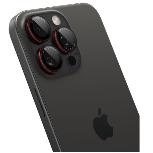 Spigen Glas.tR EZ Fit Optik Pro Apple iPhone 14 Pro / 14 Pro Max / 15 Pro / 15 Pro Max / 16 Pro / 16 Pro Max / 17 Pro / 17 Pro Max, Tempered kameravédő fólia, fekete-piros (2db)