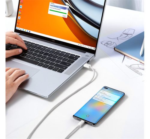 Baseus Dynamic USB / USB-C gyorstöltő töltő- és adatkábel, 100W, 1m, fehér