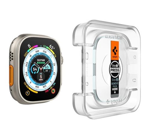 Spigen Glas.tR EZ Fit Apple Watch Ultra 3 / 2 / 1 49mm tempered kijelzővédő fólia felhelyező kerettel (2db)