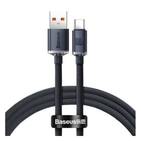   Baseus Crystal Shine USB / USB-C töltő- és adatkábel, 100W, 1,2m, Fekete