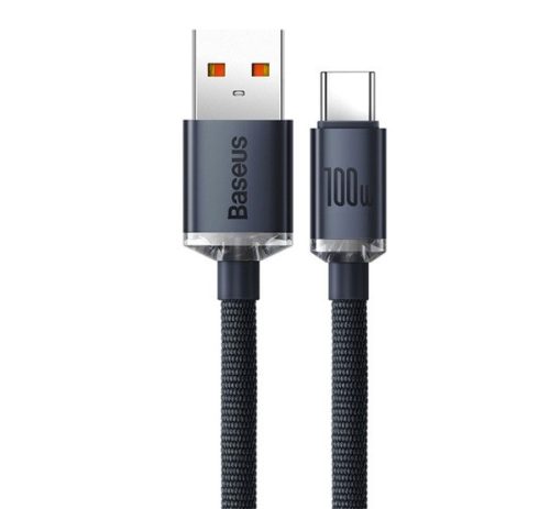 Baseus Crystal Shine USB / USB-C töltő- és adatkábel, 100W, 1,2m, Fekete