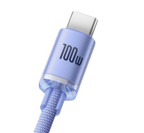 Baseus Crystal Shine USB / USB-C töltő- és adatkábel, 5A, 1,2m, ibolya