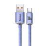 Baseus Crystal Shine USB / USB-C töltő- és adatkábel, 5A, 1,2m, ibolya