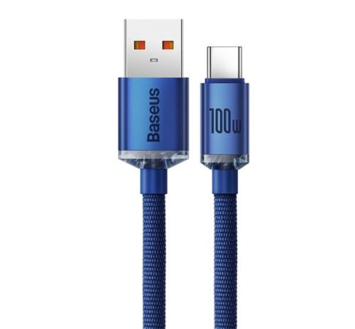 Baseus Crystal Shine USB / USB-C töltő- és adatkábel, 5A, 1,2m, kék