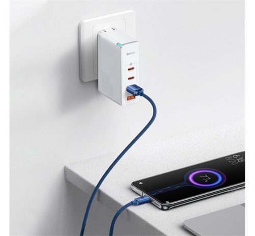 Baseus Crystal Shine USB / USB-C töltő- és adatkábel, 5A, 1,2m, kék