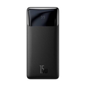   Baseus Bipow Power bank / külső akkumulátor, 10000mAh, 2xUSB-A, USB-C, 15W, fekete