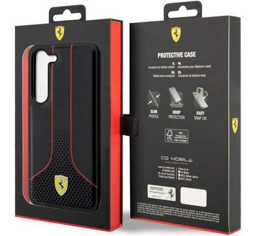 Ferrari Perforated 296 P Samsung Galaxy S23+ hátlap tok, fekete