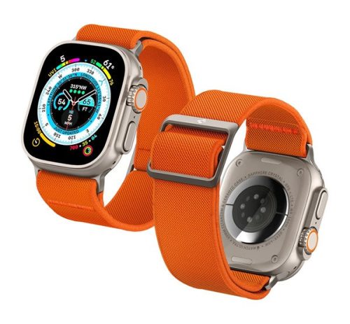 Spigen Lite Fit Ultra Apple Watch Ultra 3 / 2 / 1 49mm / 10 /  9 / 8 / 7 45mm / SE / 6 / 5 / 4 44mm / 3 / 2 / 1 42mm szövet szíj, narancs